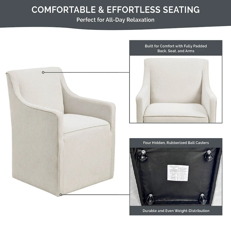 Sedia da pranzo con braccioli Madison Park Charlotte con rotelle