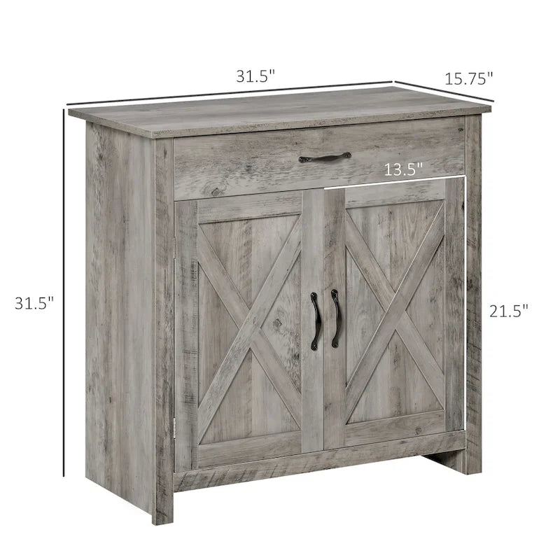 Meuble de rangement Homcom 32 po style porte de grange, buffet de cuisine, bar à café pour salon ou entrée