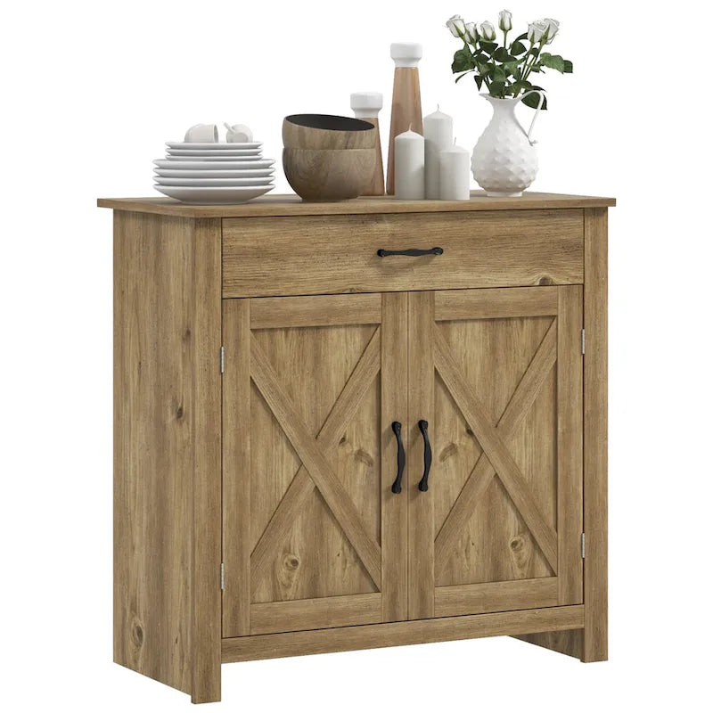 Meuble de rangement Homcom 32 po style porte de grange, buffet de cuisine, bar à café pour salon ou entrée