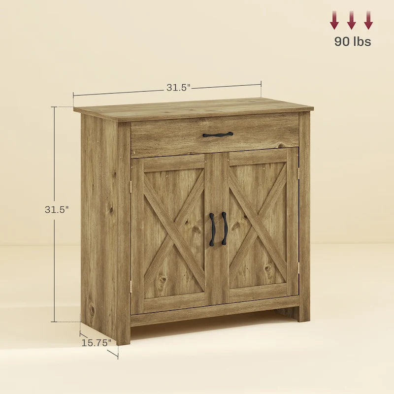Meuble de rangement Homcom 32 po style porte de grange, buffet de cuisine, bar à café pour salon ou entrée