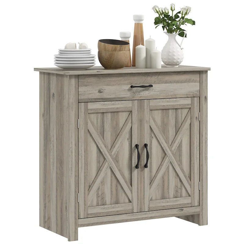 Meuble de rangement Homcom 32 po style porte de grange, buffet de cuisine, bar à café pour salon ou entrée