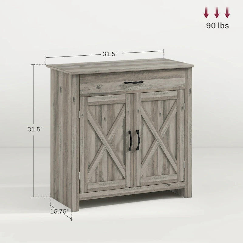 Meuble de rangement Homcom 32 po style porte de grange, buffet de cuisine, bar à café pour salon ou entrée