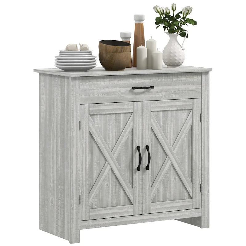Meuble de rangement Homcom 32 po style porte de grange, buffet de cuisine, bar à café pour salon ou entrée