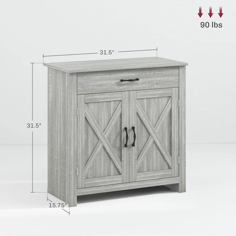 Meuble de rangement Homcom 32 po style porte de grange, buffet de cuisine, bar à café pour salon ou entrée