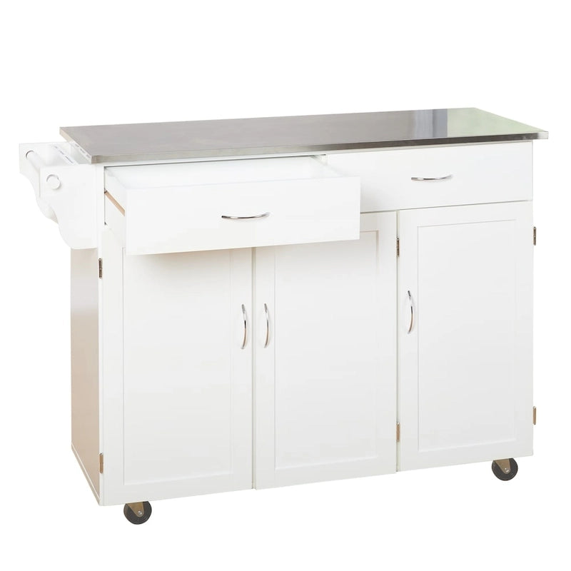 Desserte de cuisine roulante Addie en acier inoxydable Simple Living