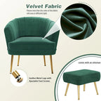 Andeworld Fauteuil d'appoint avec Ottomane, Fauteuil simple moderne rembourré, Fauteuil club confortable pour salon
