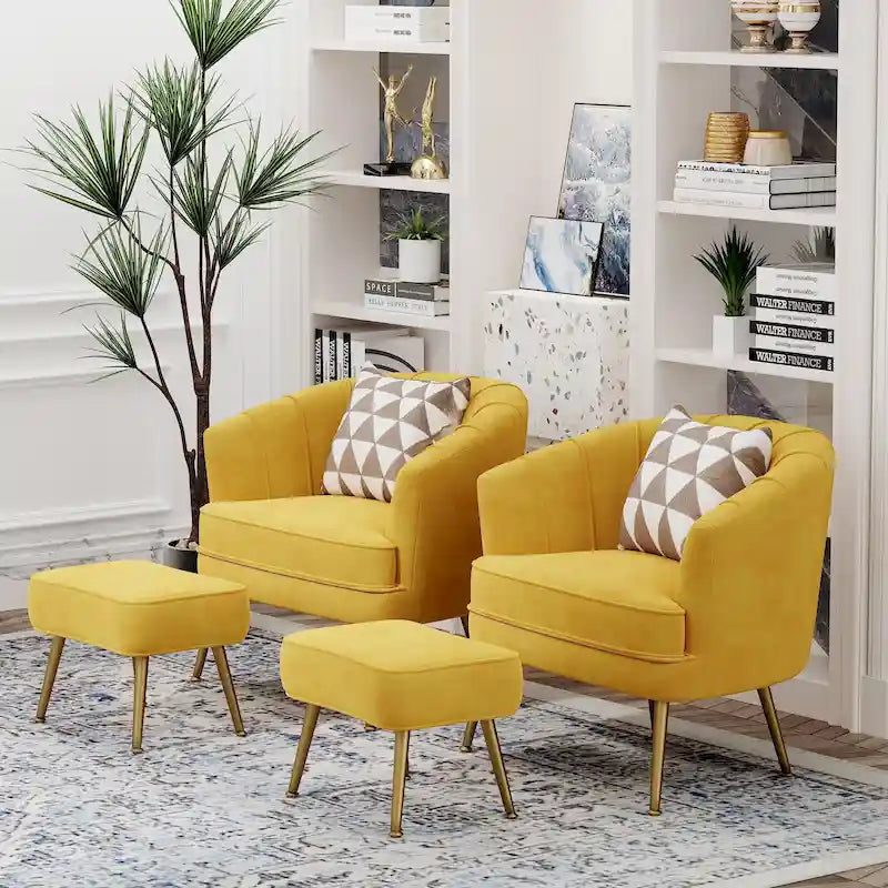 Andeworld Fauteuil d'appoint avec Ottomane, Fauteuil simple moderne rembourré, Fauteuil club confortable pour salon
