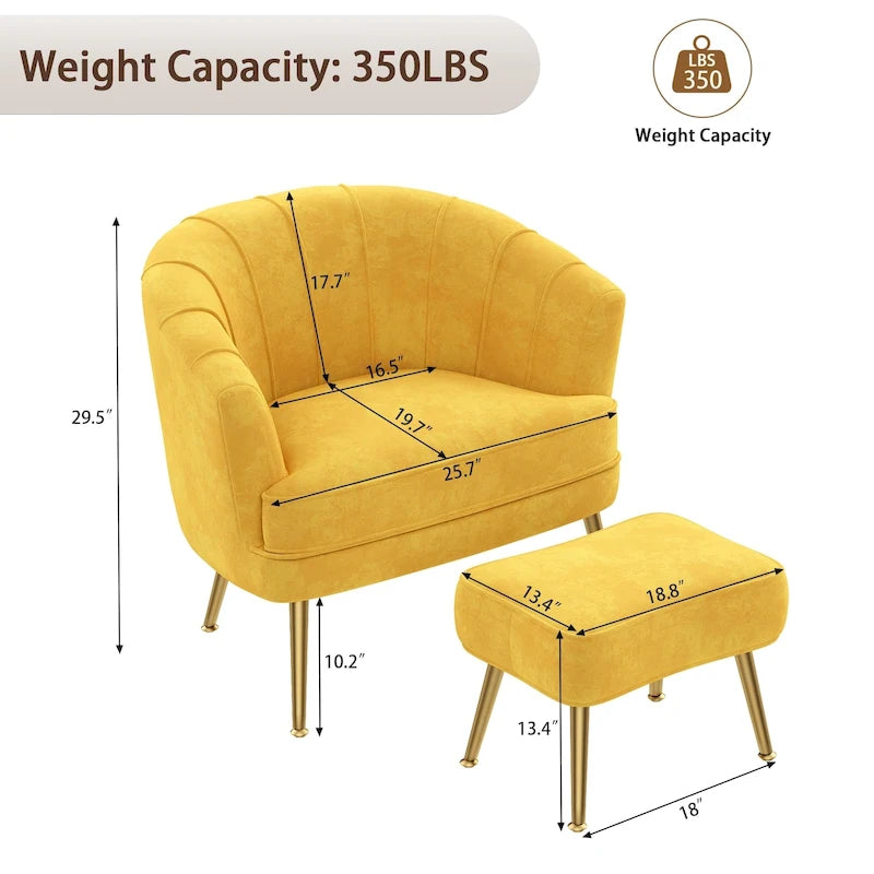 Andeworld Fauteuil d'appoint avec Ottomane, Fauteuil simple moderne rembourré, Fauteuil club confortable pour salon