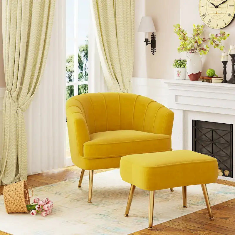 Andeworld Fauteuil d'appoint avec Ottomane, Fauteuil simple moderne rembourré, Fauteuil club confortable pour salon