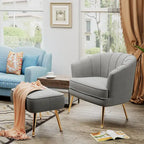 Andeworld Fauteuil d'appoint avec Ottomane, Fauteuil simple moderne rembourré, Fauteuil club confortable pour salon