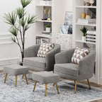 Andeworld Fauteuil d'appoint avec Ottomane, Fauteuil simple moderne rembourré, Fauteuil club confortable pour salon