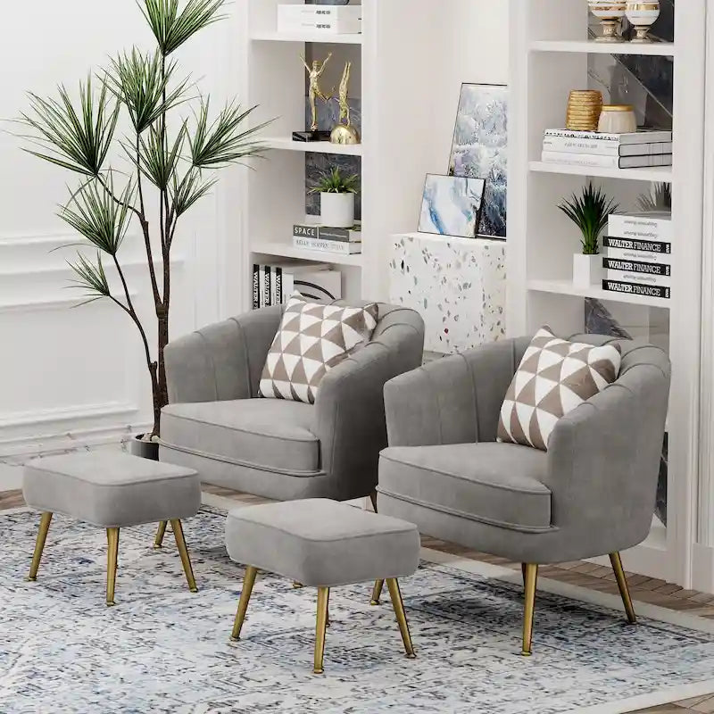 Andeworld Fauteuil d'appoint avec Ottomane, Fauteuil simple moderne rembourré, Fauteuil club confortable pour salon