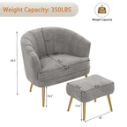 Andeworld Fauteuil d'appoint avec Ottomane, Fauteuil simple moderne rembourré, Fauteuil club confortable pour salon