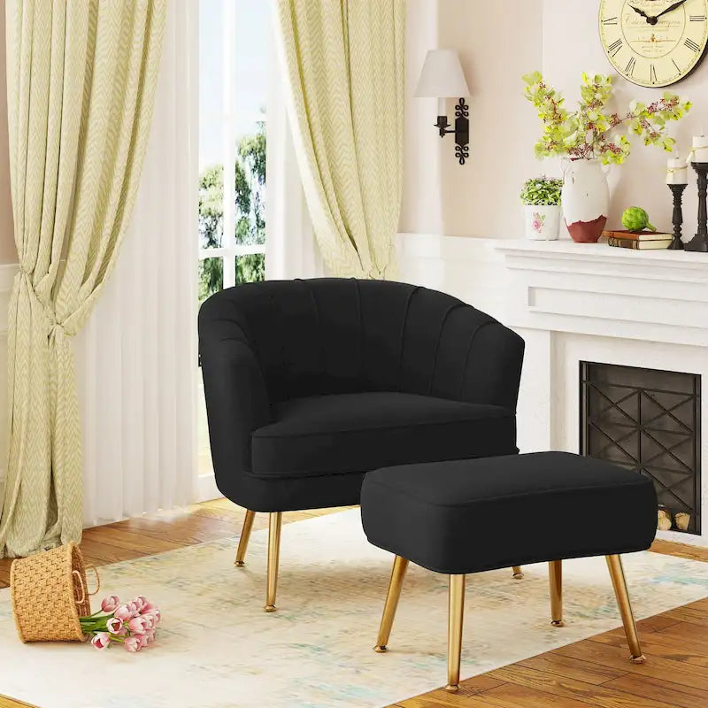 Andeworld Fauteuil d'appoint avec Ottomane, Fauteuil simple moderne rembourré, Fauteuil club confortable pour salon