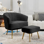 Andeworld Fauteuil d'appoint avec Ottomane, Fauteuil simple moderne rembourré, Fauteuil club confortable pour salon