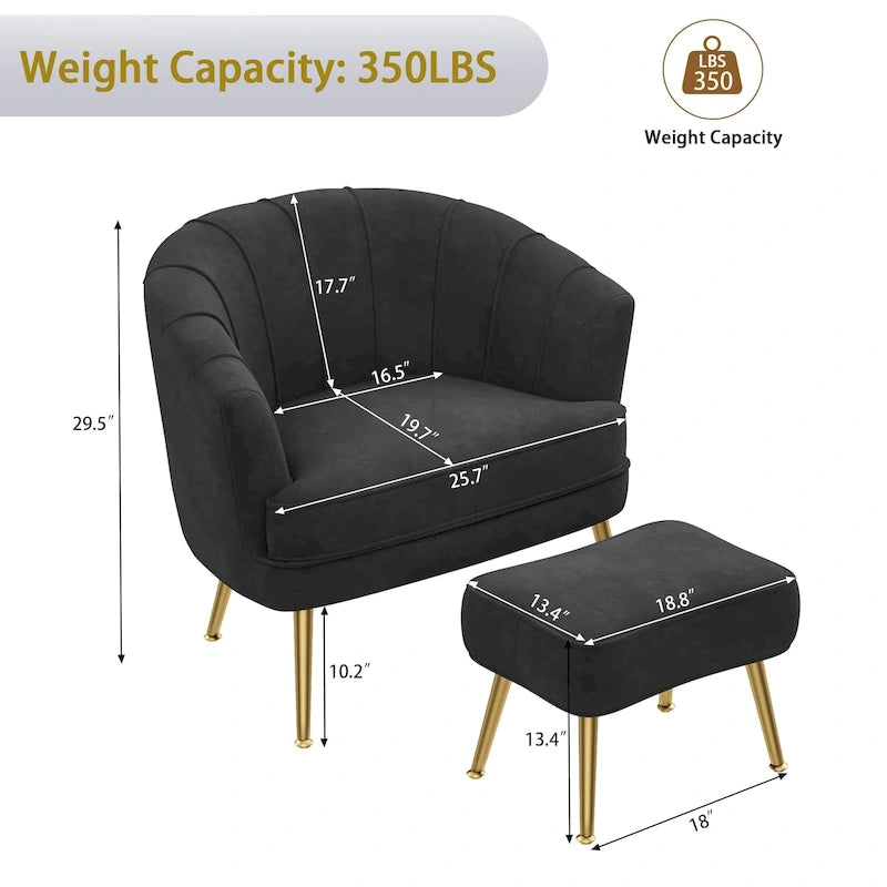 Andeworld Fauteuil d'appoint avec Ottomane, Fauteuil simple moderne rembourré, Fauteuil club confortable pour salon