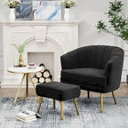 Andeworld Fauteuil d'appoint avec Ottomane, Fauteuil simple moderne rembourré, Fauteuil club confortable pour salon