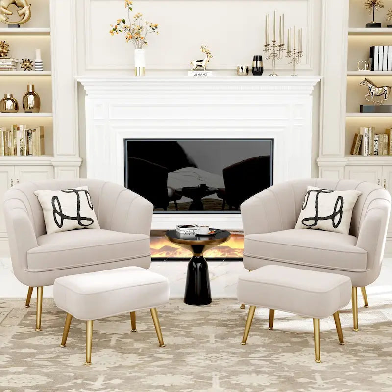 Andeworld Fauteuil d'appoint avec Ottomane, Fauteuil simple moderne rembourré, Fauteuil club confortable pour salon
