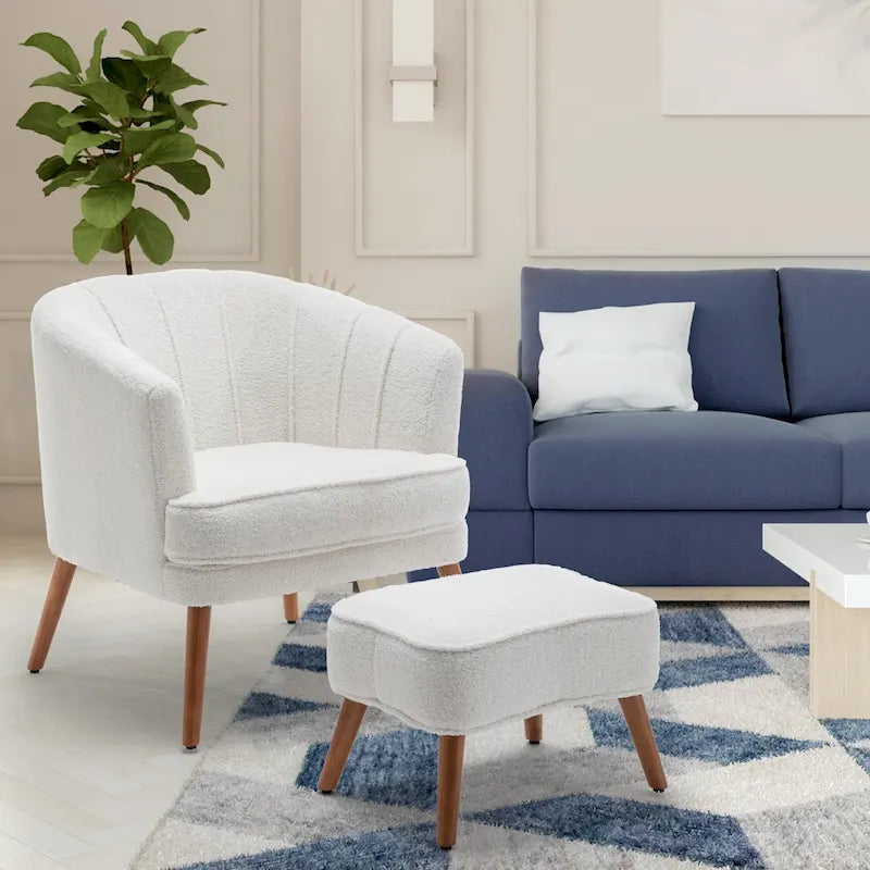 Andeworld Fauteuil d'appoint avec Ottomane, Fauteuil simple moderne rembourré, Fauteuil club confortable pour salon
