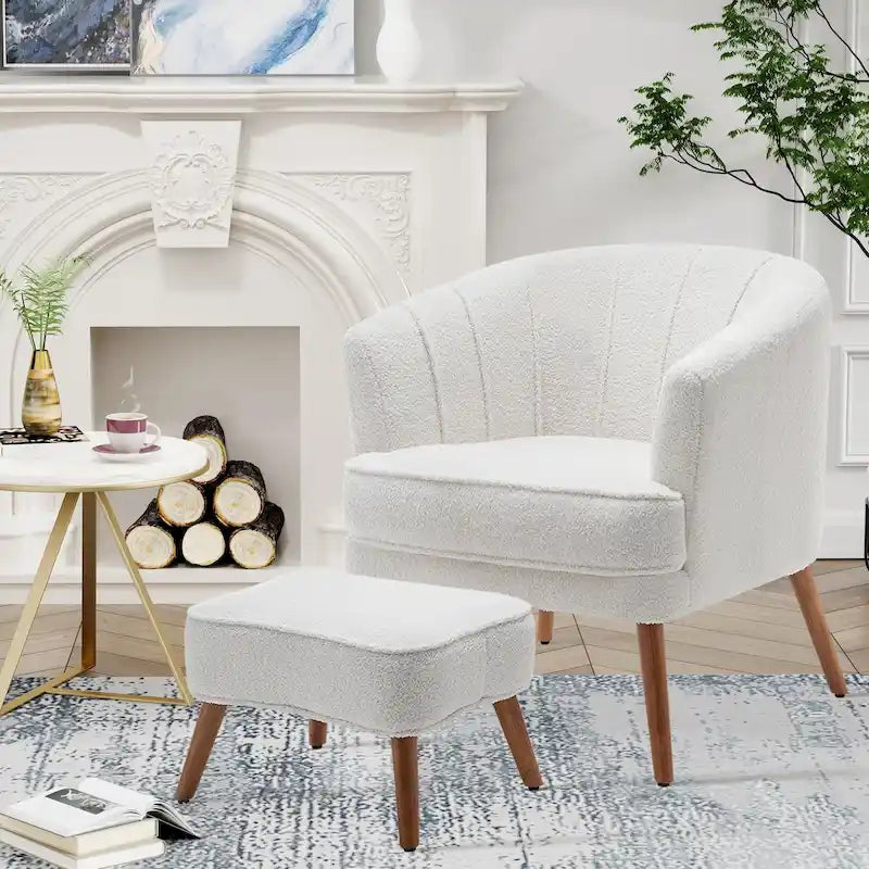 Andeworld Fauteuil d'appoint avec Ottomane, Fauteuil simple moderne rembourré, Fauteuil club confortable pour salon