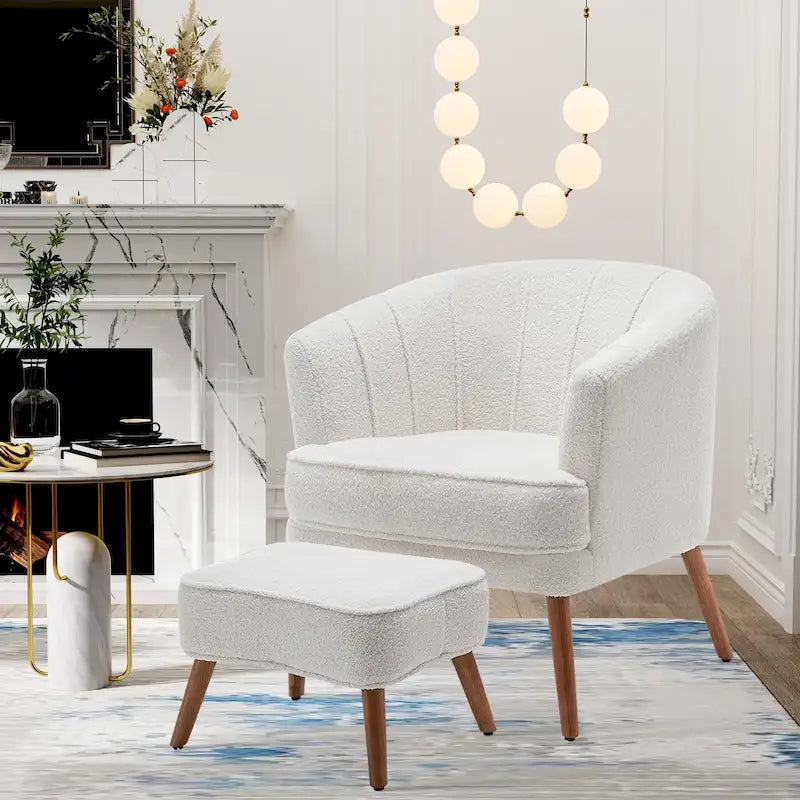 Andeworld Fauteuil d'appoint avec Ottomane, Fauteuil simple moderne rembourré, Fauteuil club confortable pour salon