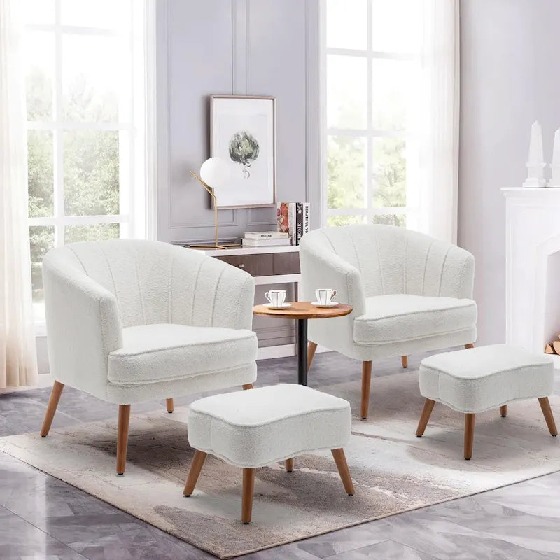 Andeworld Fauteuil d'appoint avec Ottomane, Fauteuil simple moderne rembourré, Fauteuil club confortable pour salon