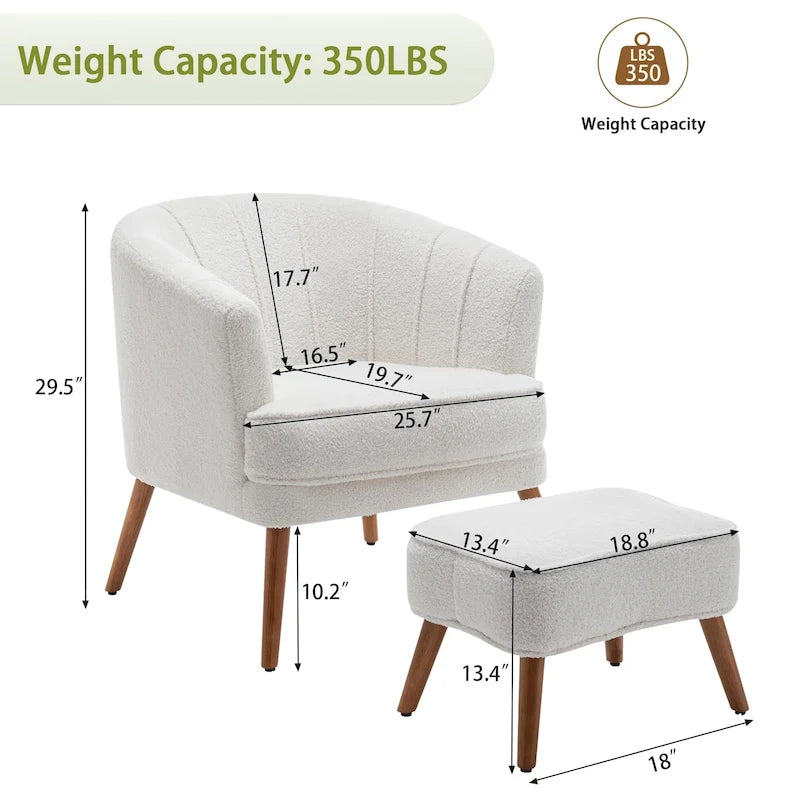 Andeworld Fauteuil d'appoint avec Ottomane, Fauteuil simple moderne rembourré, Fauteuil club confortable pour salon