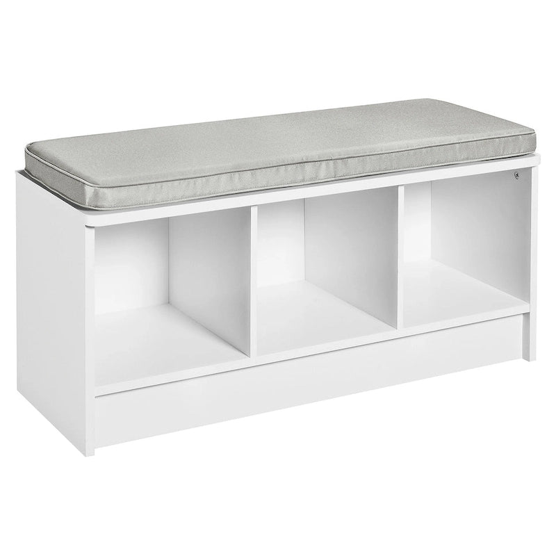 Panca contenitore Porch & Den Southbrook a 3 cubi con cuscino grigio