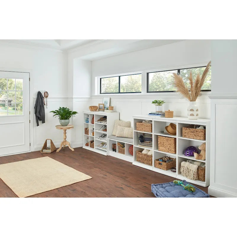 Panca contenitore Porch & Den Southbrook a 3 cubi con cuscino grigio