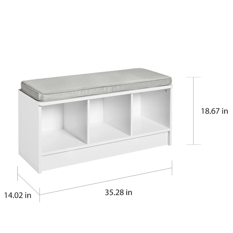 Panca contenitore Porch & Den Southbrook a 3 cubi con cuscino grigio