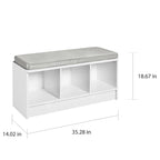 Panca contenitore Porch & Den Southbrook a 3 cubi con cuscino grigio