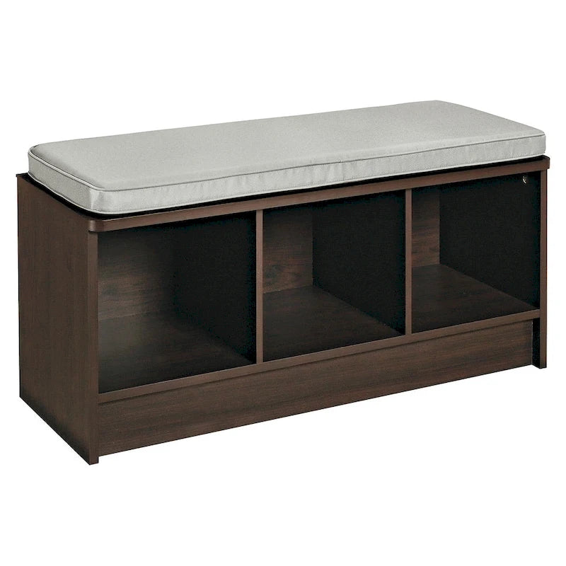 Panca contenitore Porch & Den Southbrook a 3 cubi con cuscino grigio