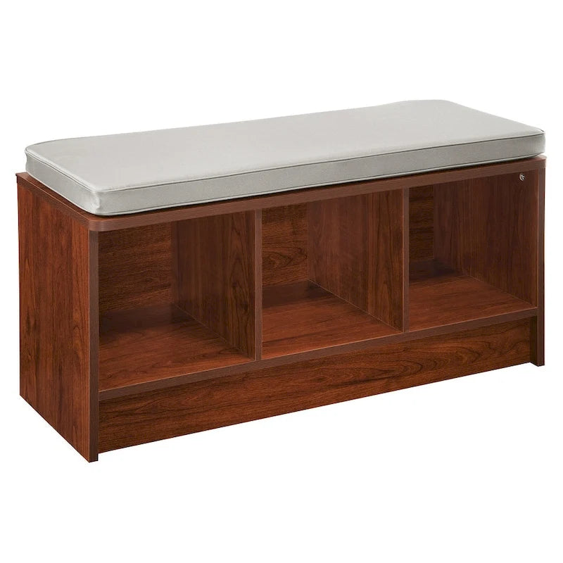 Panca contenitore Porch & Den Southbrook a 3 cubi con cuscino grigio