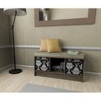 Panca contenitore Porch & Den Southbrook a 3 cubi con cuscino grigio