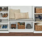 Panca contenitore Porch & Den Southbrook a 3 cubi con cuscino grigio