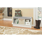 Panca contenitore Porch & Den Southbrook a 3 cubi con cuscino grigio