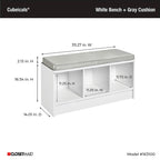 Panca contenitore Porch & Den Southbrook a 3 cubi con cuscino grigio