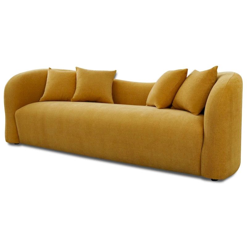 Divano Hanar in bouclé con schienale curvo e design moderno di lusso di metà secolo