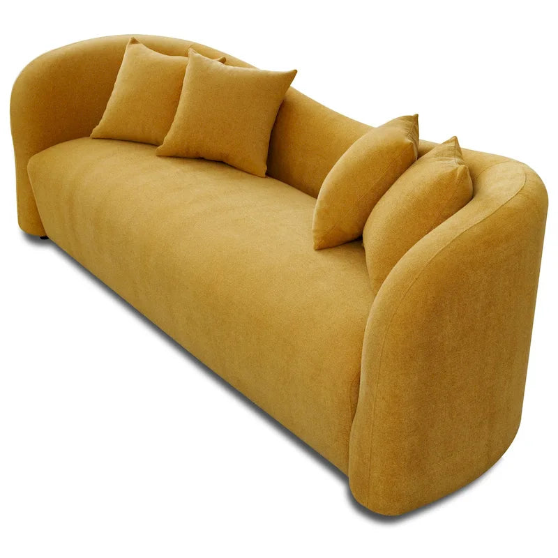 Divano Hanar in bouclé con schienale curvo e design moderno di lusso di metà secolo
