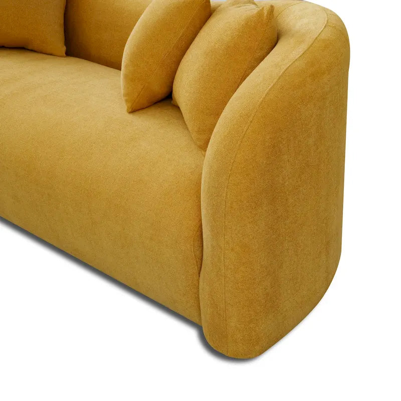 Divano Hanar in bouclé con schienale curvo e design moderno di lusso di metà secolo