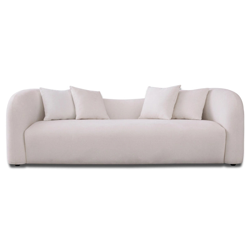 Divano Hanar in bouclé con schienale curvo e design moderno di lusso di metà secolo