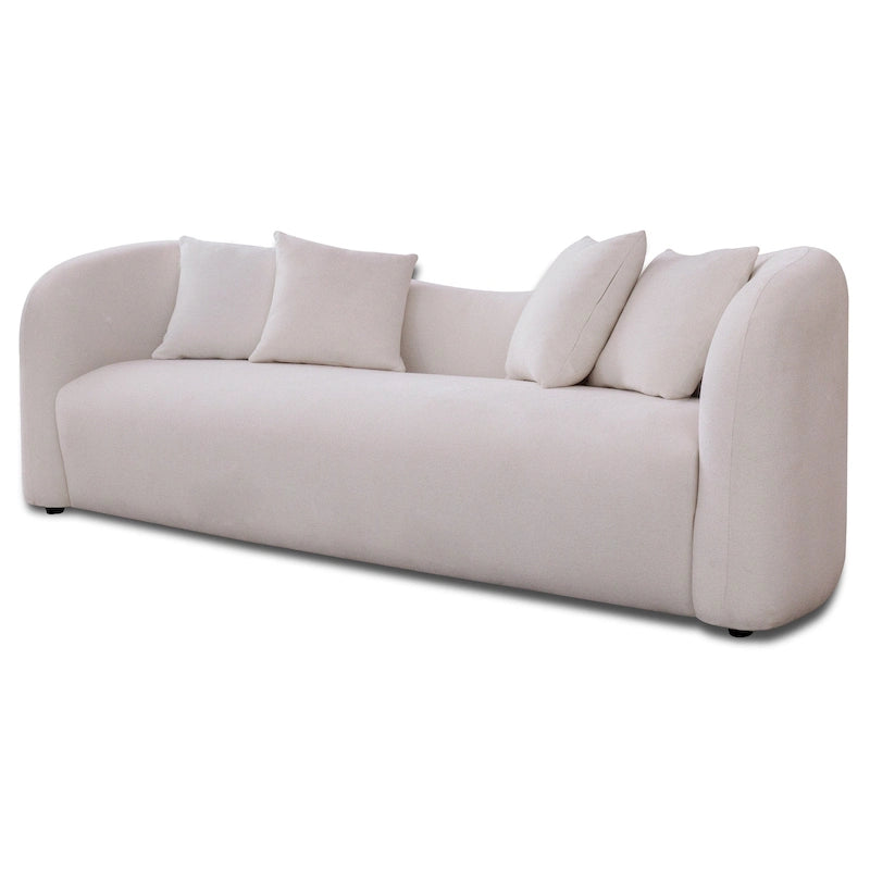 Divano Hanar in bouclé con schienale curvo e design moderno di lusso di metà secolo