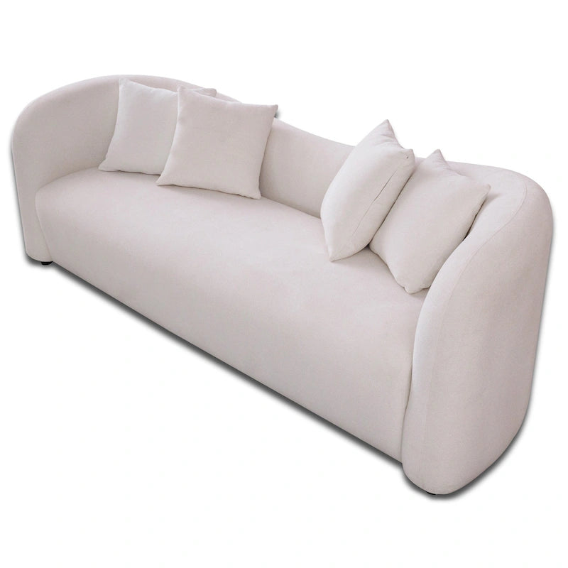Divano Hanar in bouclé con schienale curvo e design moderno di lusso di metà secolo