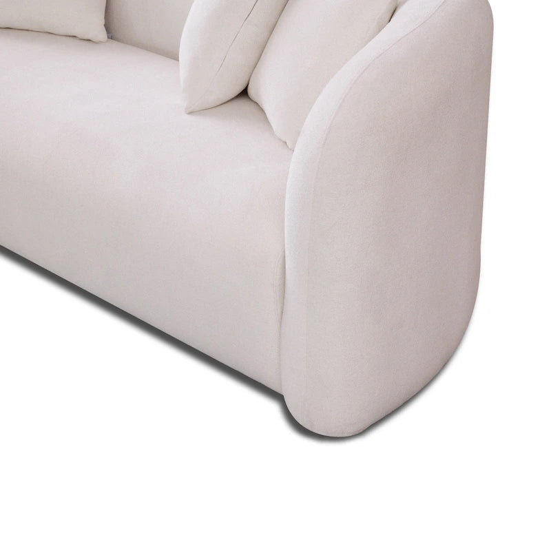 Divano Hanar in bouclé con schienale curvo e design moderno di lusso di metà secolo