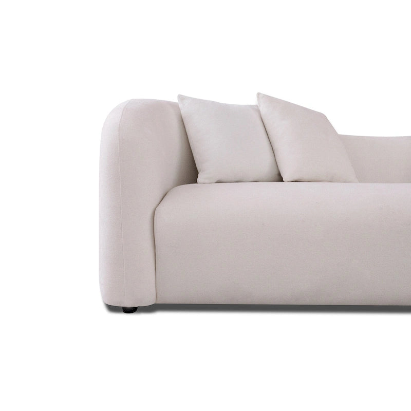 Divano Hanar in bouclé con schienale curvo e design moderno di lusso di metà secolo