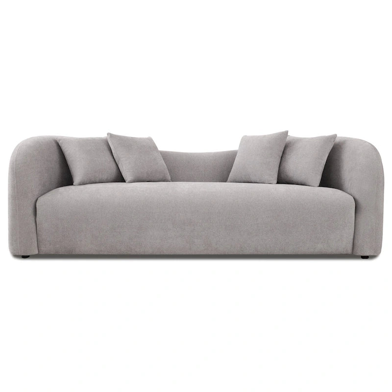 Divano Hanar in bouclé con schienale curvo e design moderno di lusso di metà secolo