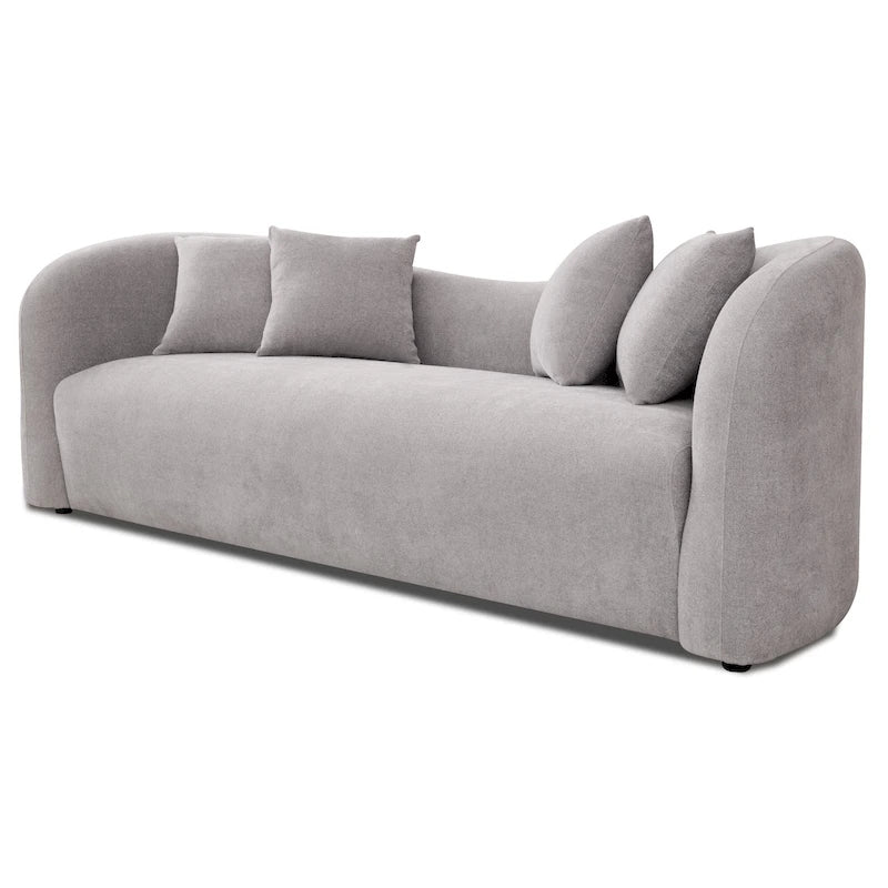 Divano Hanar in bouclé con schienale curvo e design moderno di lusso di metà secolo
