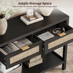 SICOTAS Consolle in Rattan con 2 Cassetti e Ripiani - 30 x 39,4 x 13,8
