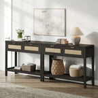 SICOTAS Consolle in Rattan con 2 Cassetti e Ripiani - 30 x 39,4 x 13,8
