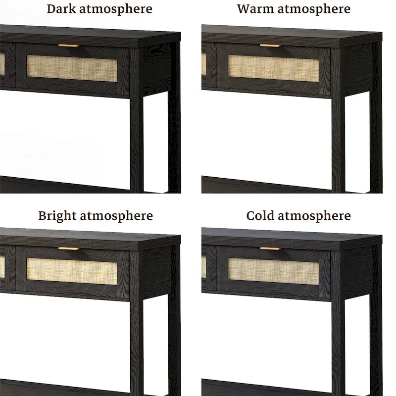 SICOTAS Consolle in Rattan con 2 Cassetti e Ripiani - 30 x 39,4 x 13,8